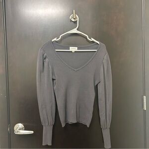 Evereve Charcoal Ribbed V-Neck Blouse